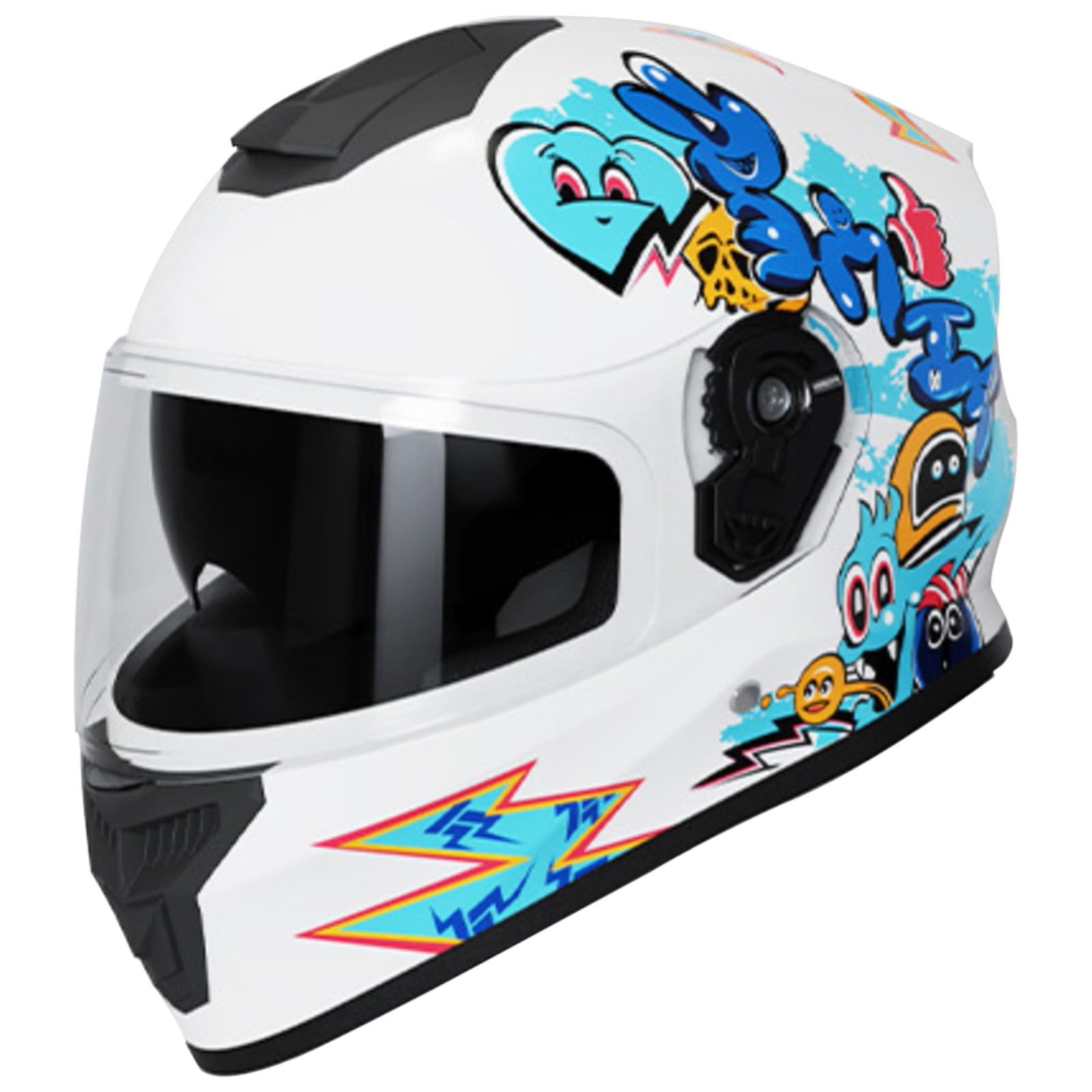Kids Full Face Motorcycle Helmet, ECE Approved Scooter Helmet, Scooter  Helmet with Visor Suitable for Boys and Girls Age 3-12 A,48-52cm