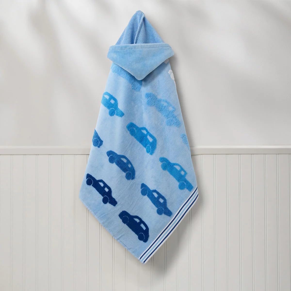 FAKHRI Kids Hooded Bath Towel 69 x 127 cm โ Soft Cotton Towel with Hood for Boys & Girls | 3 Designs: Cars, Hearts, Stars | Bath & Beach Use (Cars)