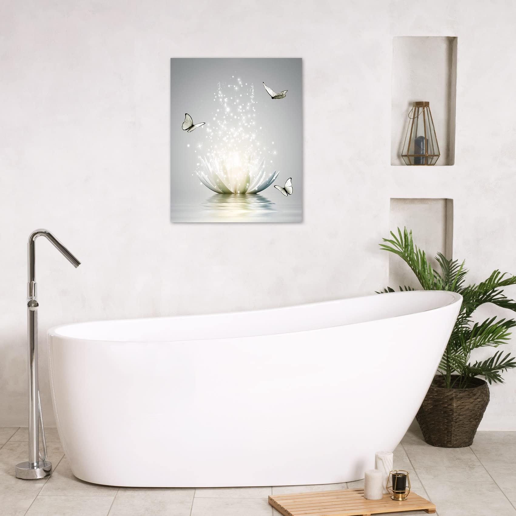 Amazon.com: Modern Grey Zen Wall Art for Bathroom Retro Butterfly