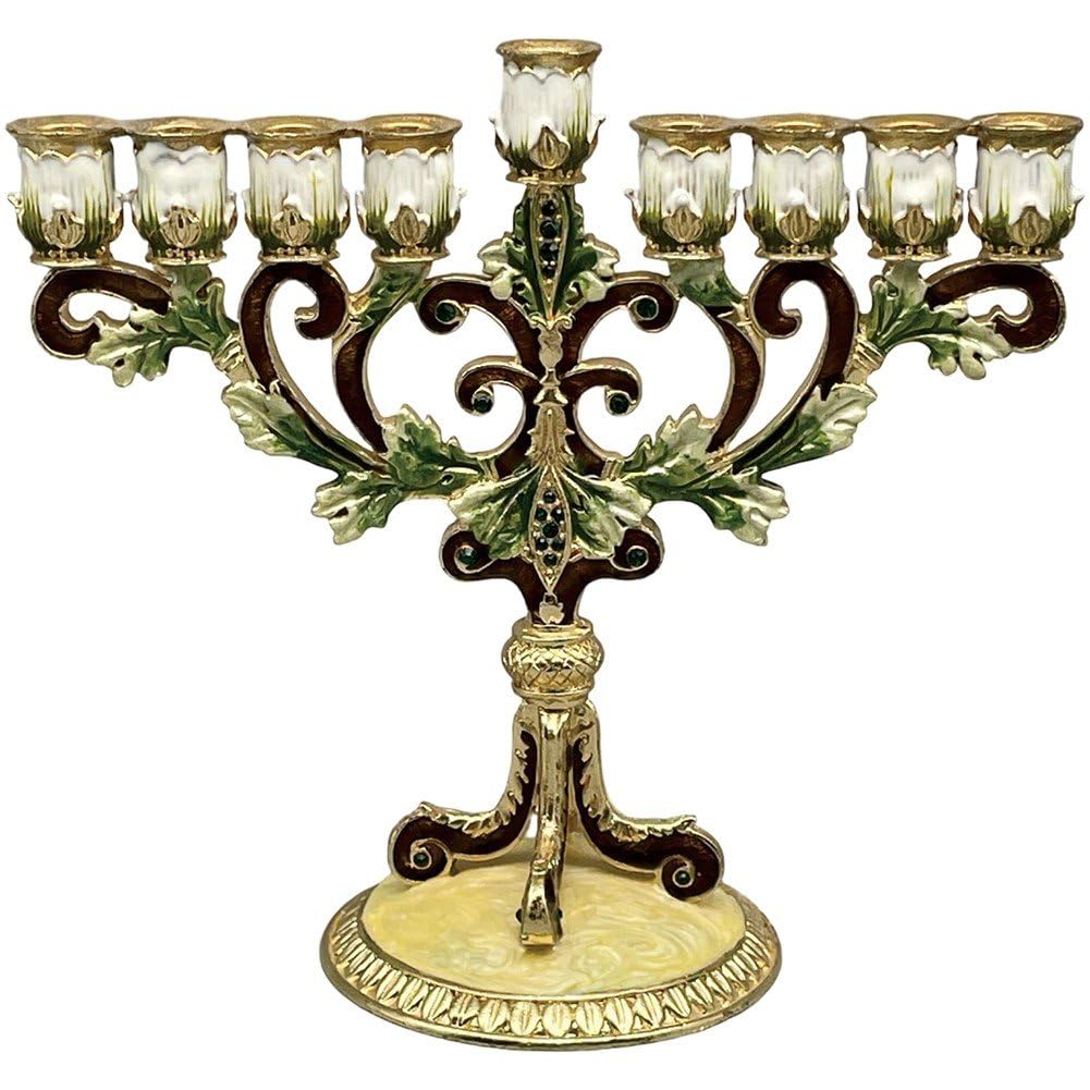 Menorah de Hanoukka en alliage de style antique bougeoir chic 9 branches