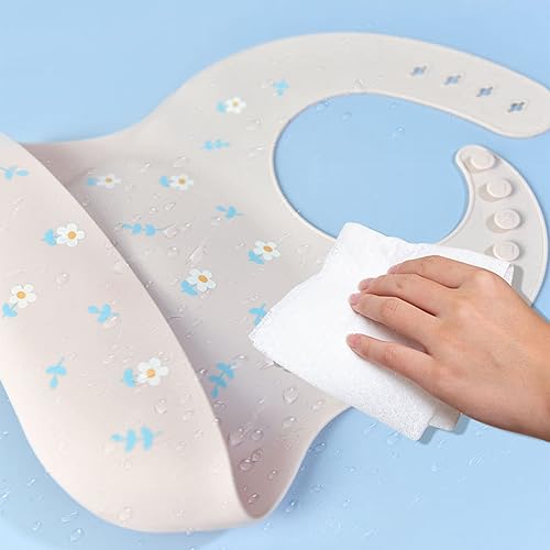 Miniatura 2 de Eimmabey Baberos de silicona para bebés y niños pequeños, 2 juegos de baberos de alimentación para niños y niñas, baberos ajustables suaves e