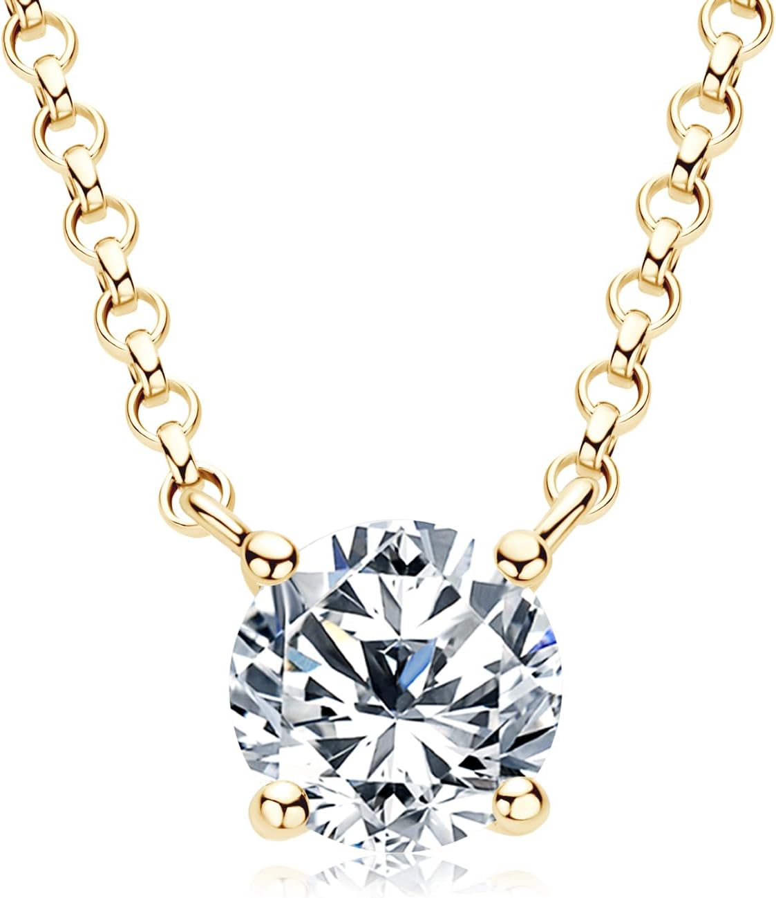 WOAINI 1/2/3 Carat Moissanite Solitaire Pendant Necklace in 925 Sterling Silver, Adjustable Necklaces Pendant Prong-Set with Moissanite, 16"+2", Jewelry Gift for Women