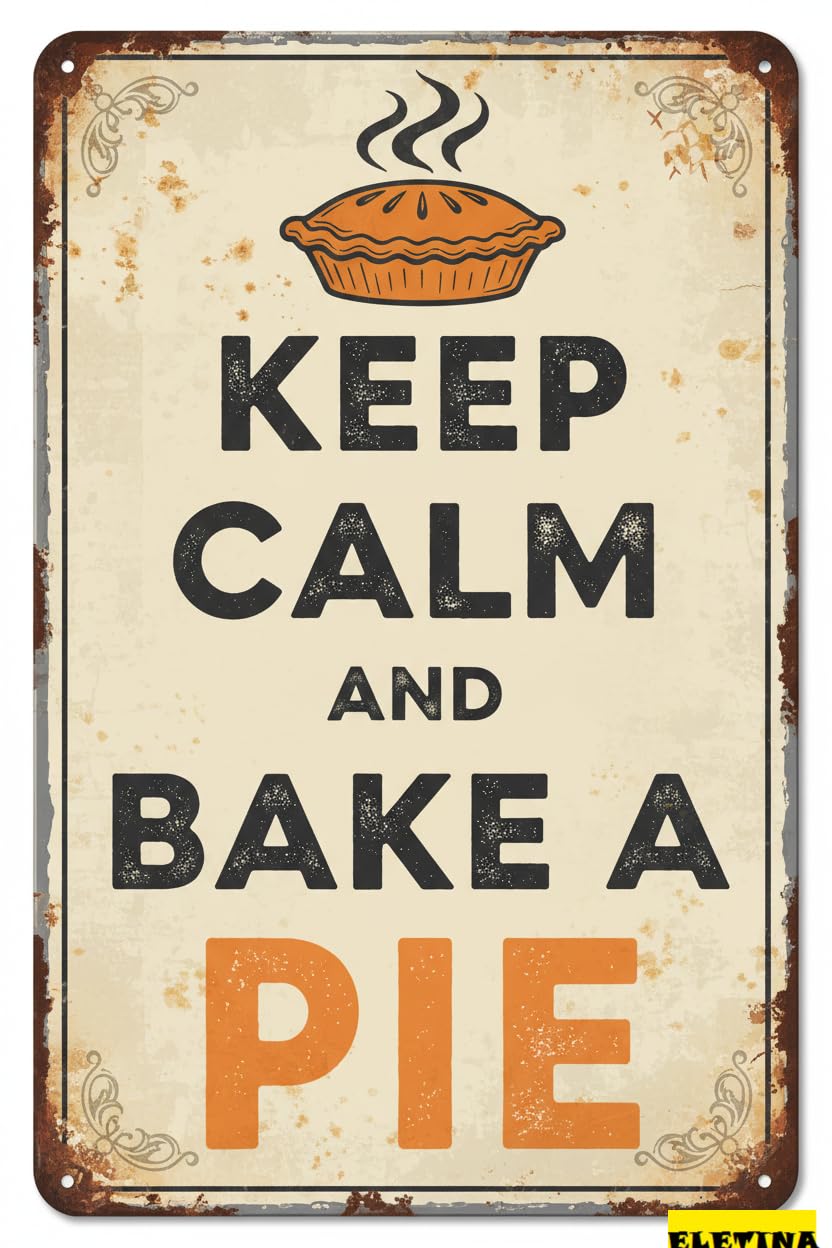 Vintage Metal Tin Sign Keep Calm And Bake A Pie Wall Decoration 12x8 Inches House Room Cafe Bars Restaurants Pubs Decorative Private Property