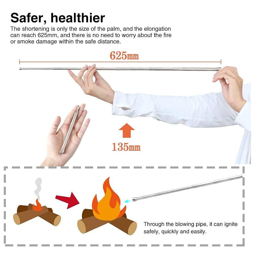 EDC Bushcraft Soffietti Telescopici Tascabili In Acciaio Inox Per Accendere Il Fuoco - Ideali Per Survival, Bushcraft, Campeggio Soffietto Telescopico Acciaio - Foto 12