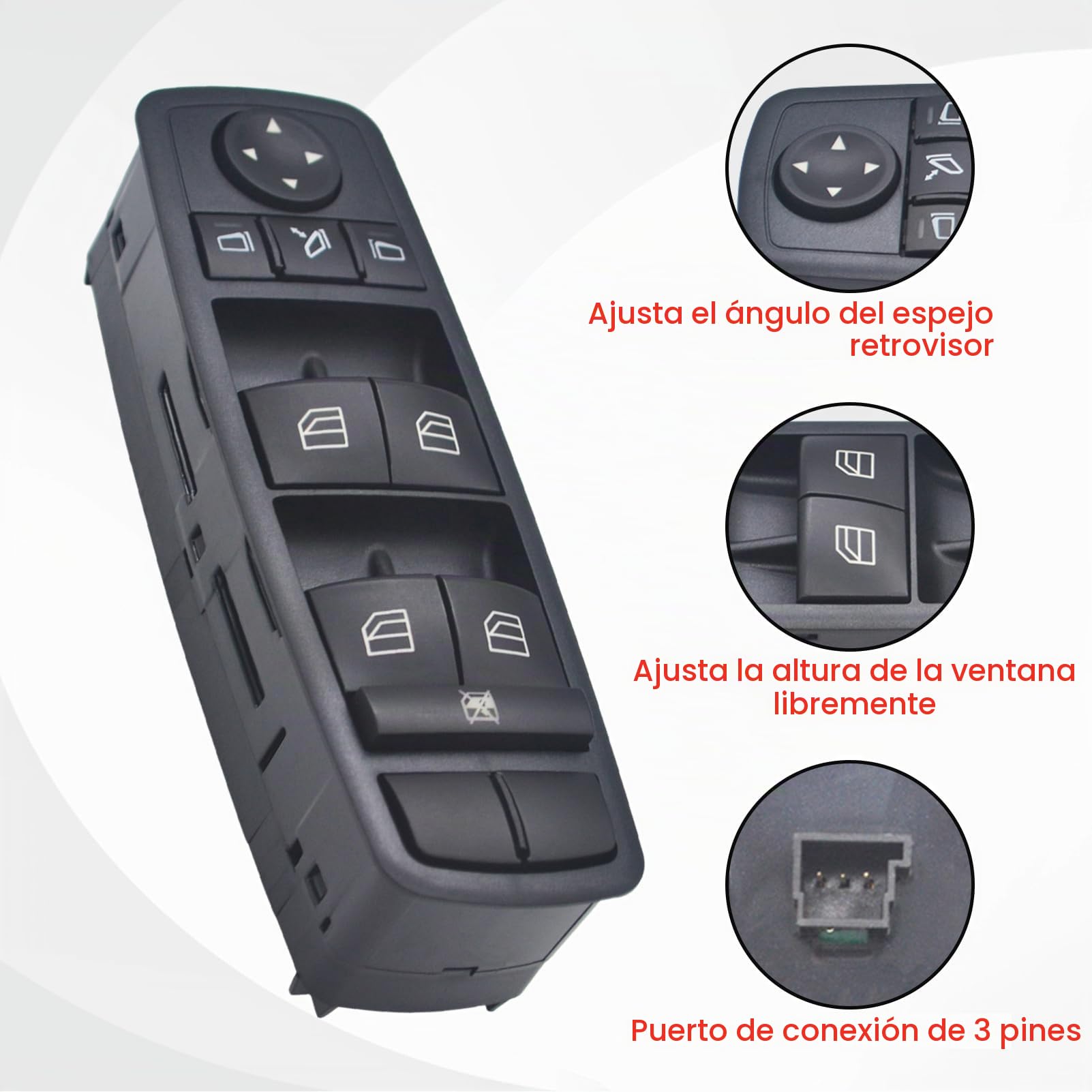 Interruptor Mando Elevalunas, Botonera de Ventana 2518300290 para W164 GL320 GL350 GL450 ML500