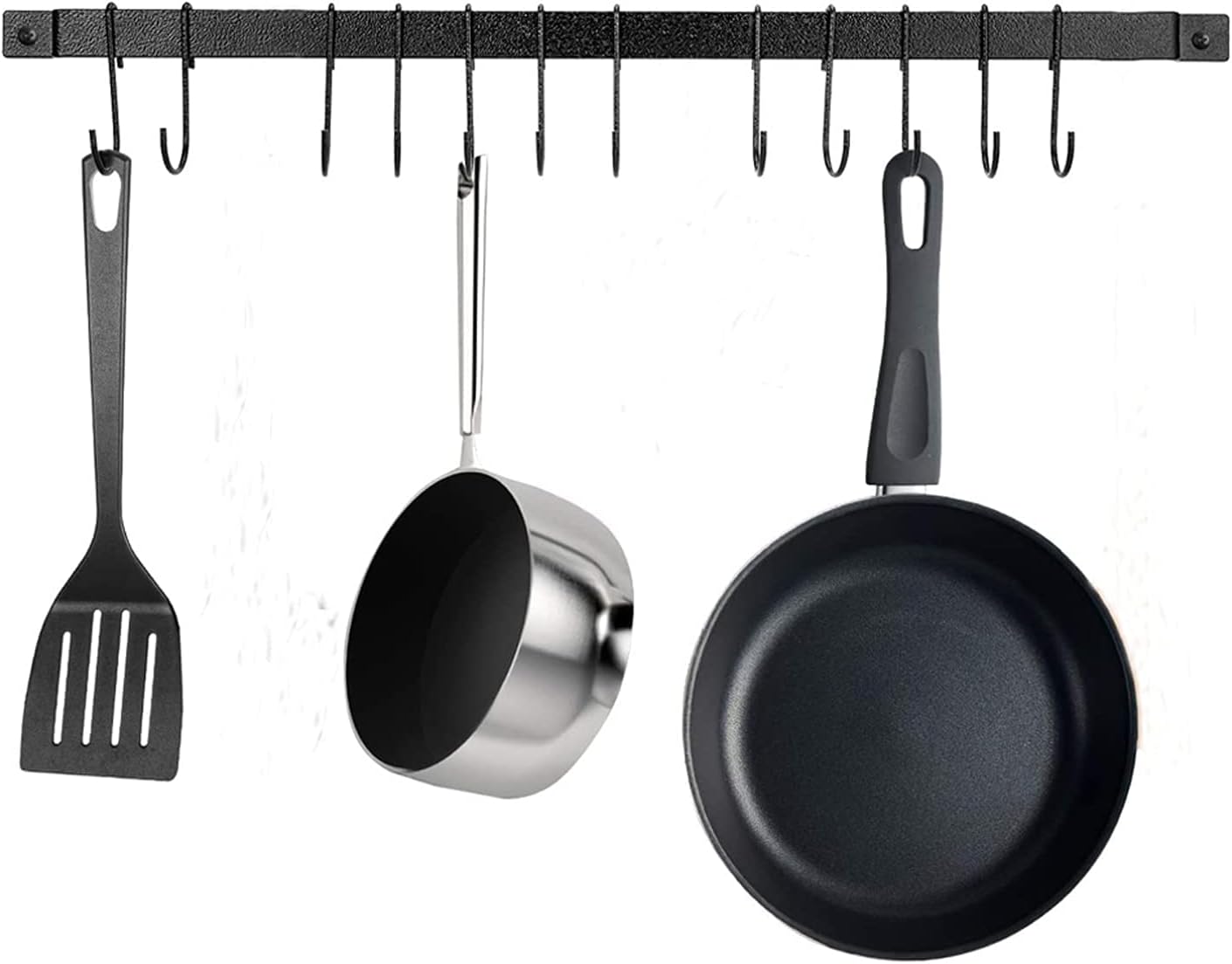 WallMounted Utensil Rack Hanger Black, 17" x 1" Rustic