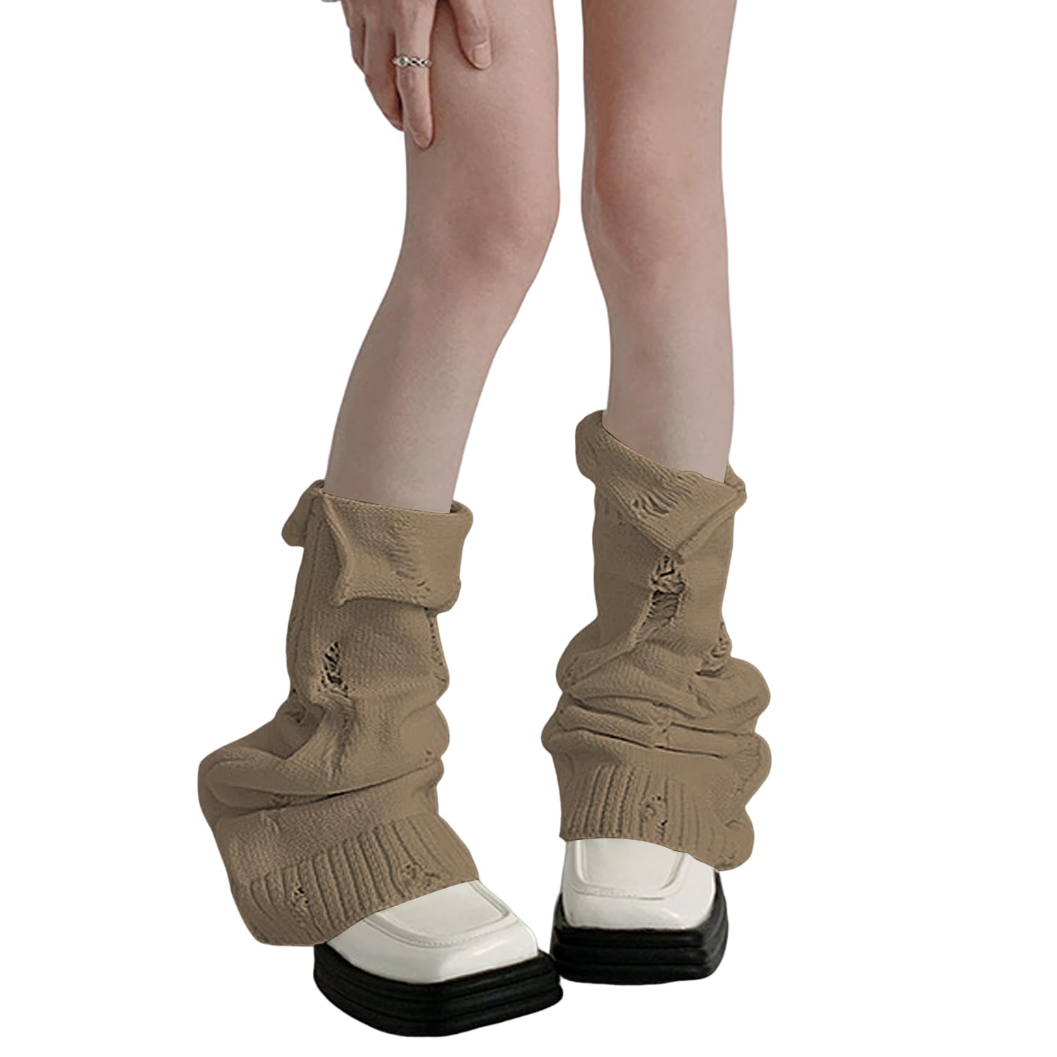 SherryDC Womens Y2k Knit Leg Warmers Harajuku Japanese Long Boot Socks Kawaii Lolita Winter Leg Cover