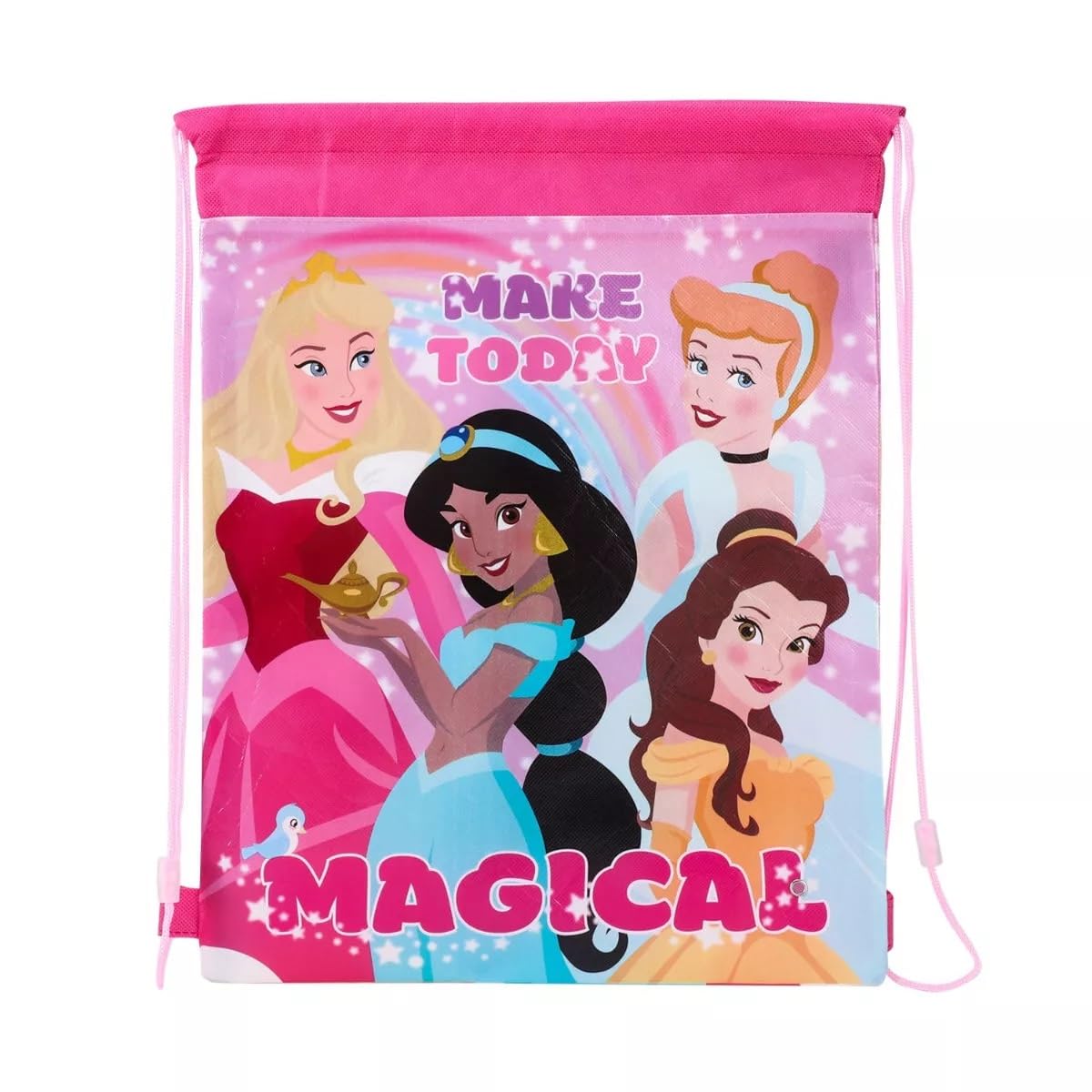 GIFTIDEAZZ Kids Character Design Drawstring Bags โ Perfect for PE, Sports & School | Fun and Durable Gym Sack for Boys & Girls (Diseny Princess Make Today Magical Drawstring Bag) โ image 1