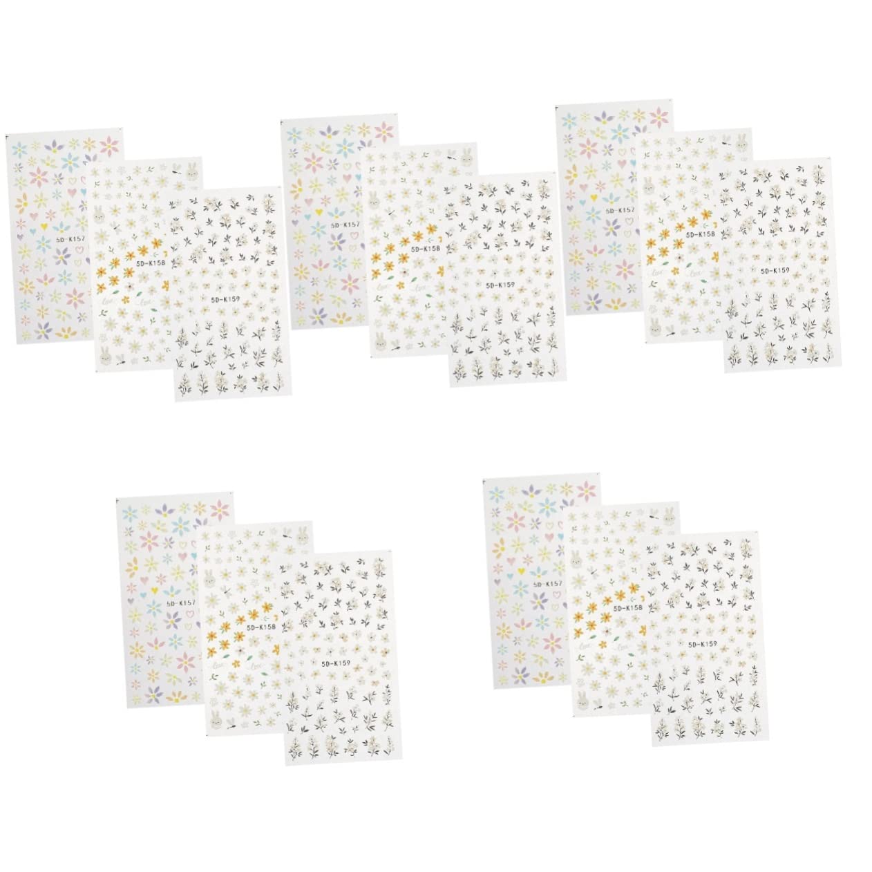 5 Series Pegatinas 5D Para Uñas Con Calcomanías De Manicura Calcomanías Autoadhesivas Para Decoración De Uñas Para Decoración De Decoraciones Para 3 piezas x 5