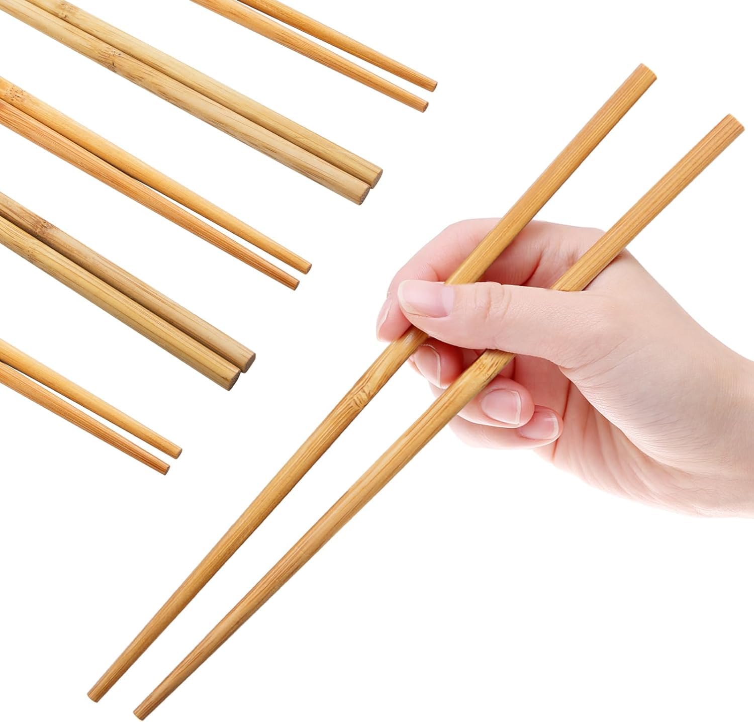 4basix Natural Bamboo Chopsticks, Pack 10 Pairs, Reusable Japaness and Chinese Sustainable and stylish bamboo chopsticks for an authentic East Asian dining experience