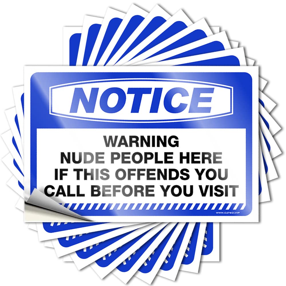 Fzfn Colour Notice Warning Nude People Here If This Offends Retro Farmhouse - Tattoo Case Removable Vinyl Decal(12X18cm)