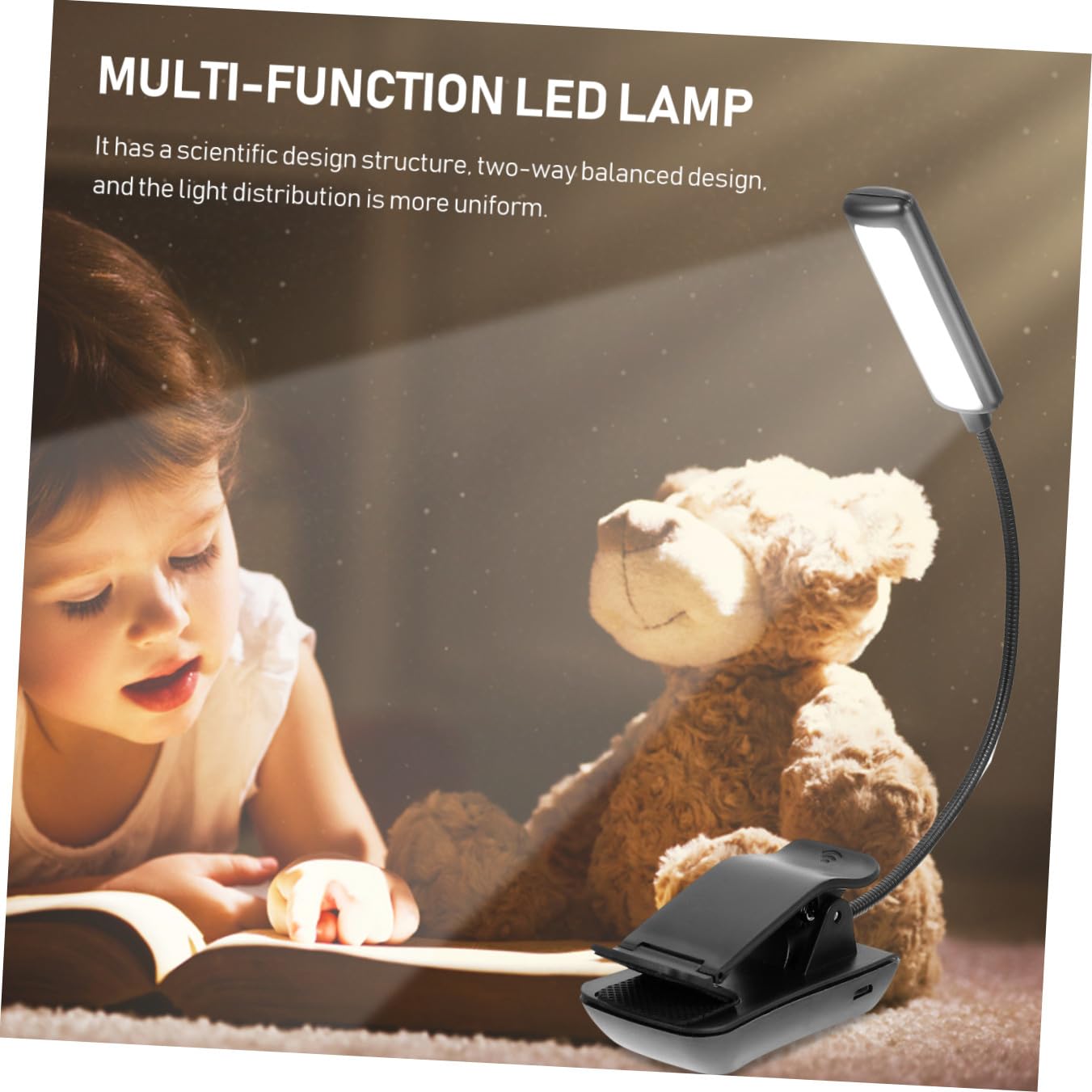 Yardenfun Lampes de Lecture LED Rechargeables Distribution Uniforme de Lumière Noires Lot de 2 en Plastique et Design Stable pour Pupitre de Musique