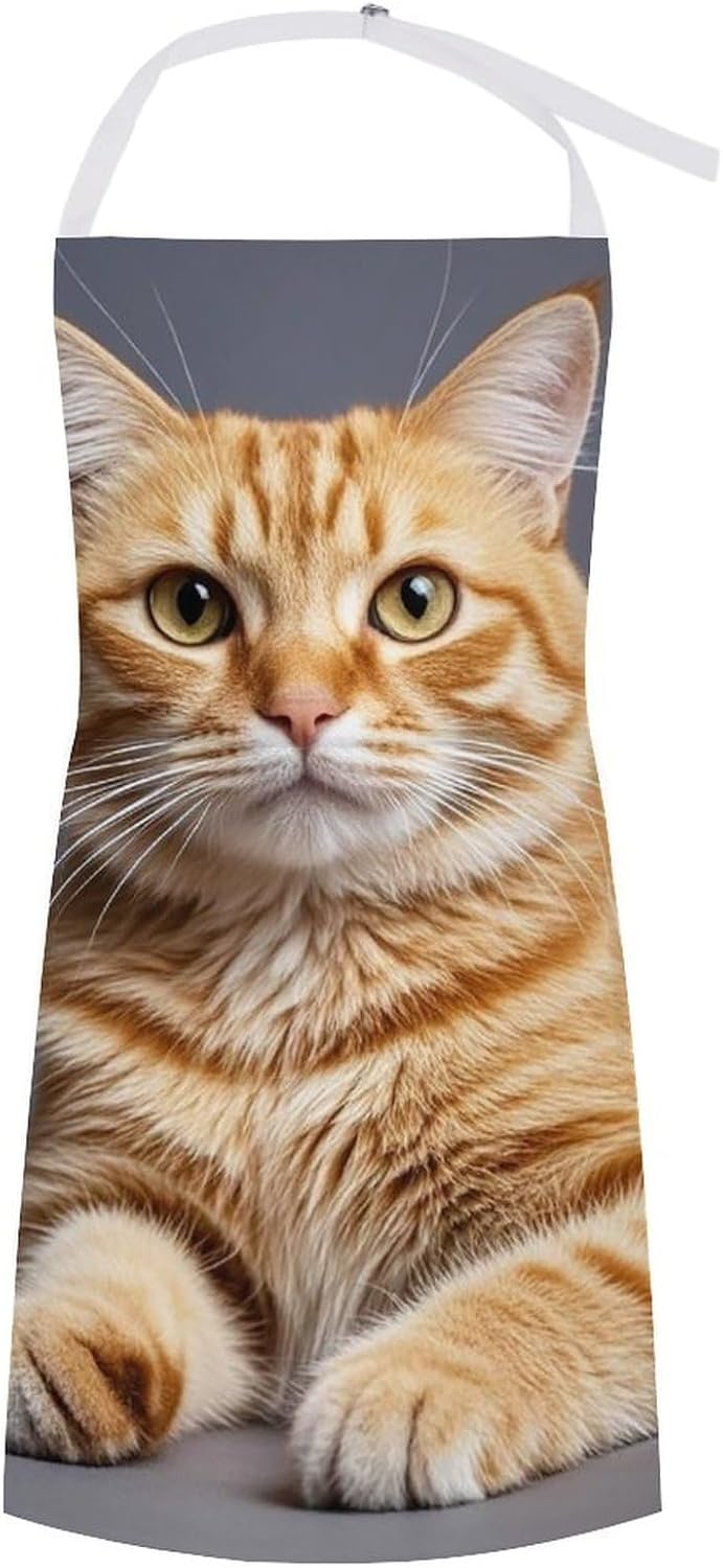 Cat Apron for Cooking Kitchen Chef Aprons with Pockets Unisex Professional Adjustable Bib Aprons Restaurant Waterdrop Resistant Apron for Men Women Waiter