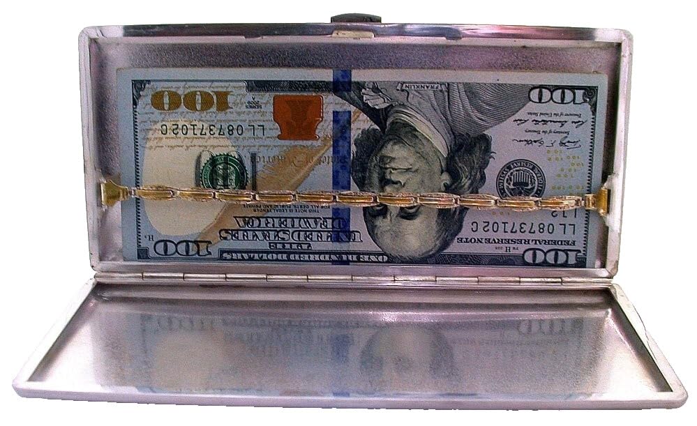 Vintage Japanese Engraved .950 Sterling Silver Cigarette Money Cash Case EBS9496