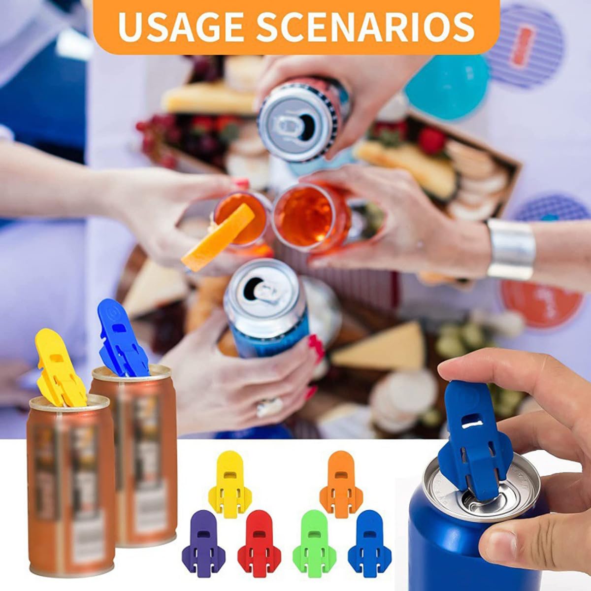 24 piezas de abrelatas manual fácil de usar, protector de latas de bebidas coloridas, tapa a prueba de fugas, herramienta de abridor de anillo superior para tabuladores de cerveza Pop Coke, escudos de 5