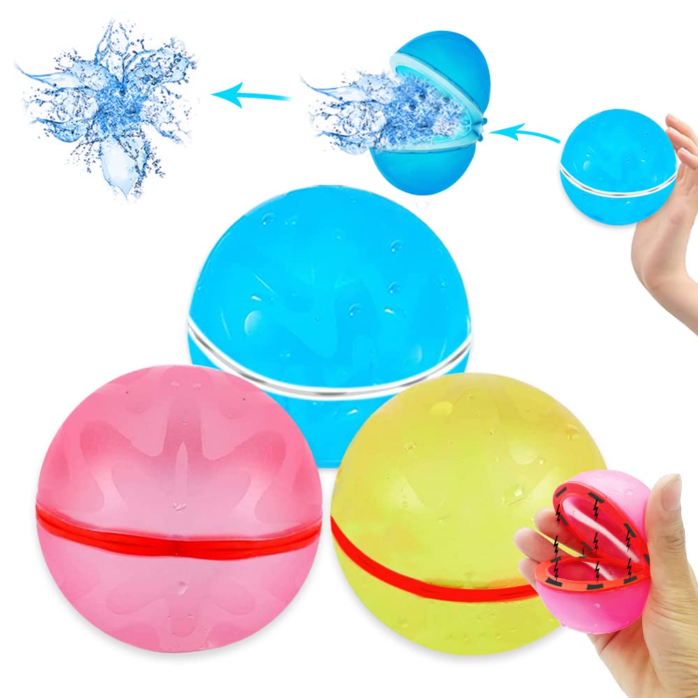 FA FIGHTART Reusable Water Balloons Silicone Balloon Summer Toy Splash Balls Outdoor Outside (3pcs pack)
