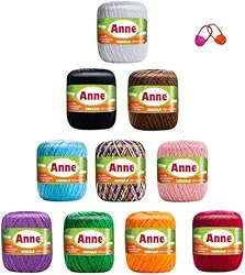 Kit 10 Linha Anne 65m 19g P/Tricô Crochê Cores Sortidas