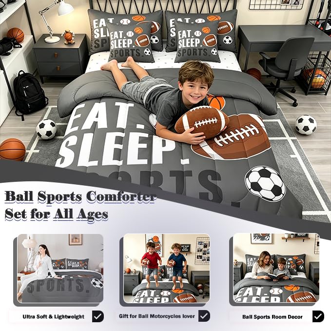 Image of Feelyou Sports Comforter Set King Size Kids Boys Girls
