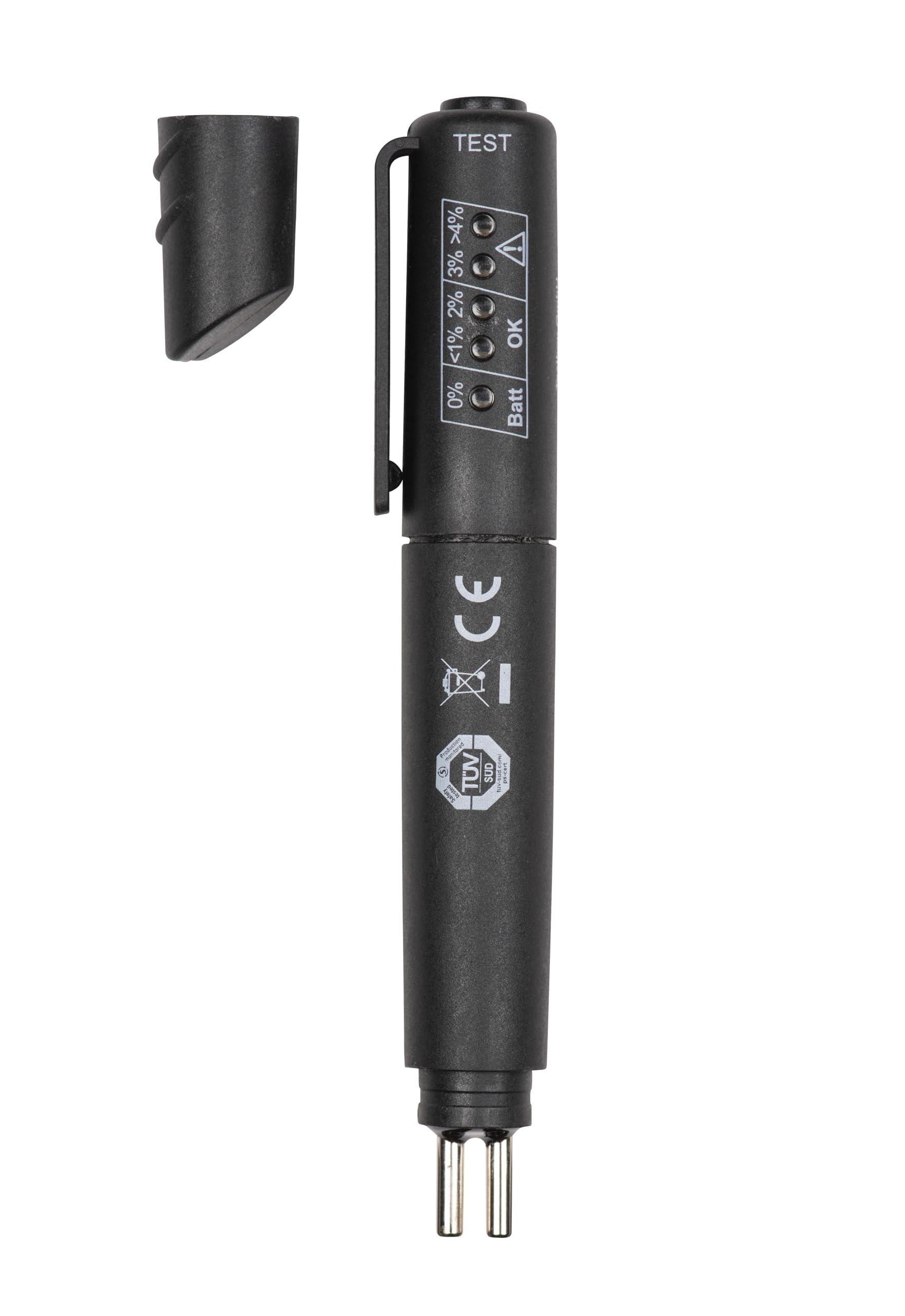 Tester per liquido freni Testboy 50 (DOT4), dispositivo di prova (punte di misurazione illuminate con cinque LED, resistente agli acidi e agli alcali, batteria inclusa, campo di misura: DOT 4), nero
