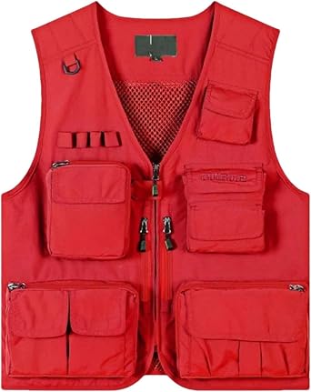 Adhdyuud Mens Tactical Utility Vest Lightweight Multi-Pocket Outdoor Zip Jacket Sleeveless Workwear