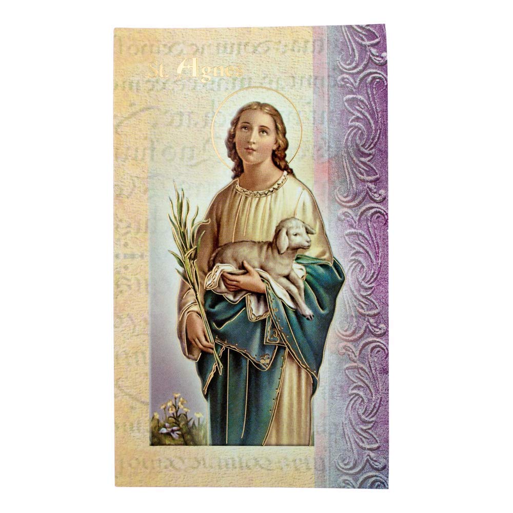 William J. Hirten Saint Agnes Deluxe Catholic Holy Card With Traditional Prayers (Saint Agnes)