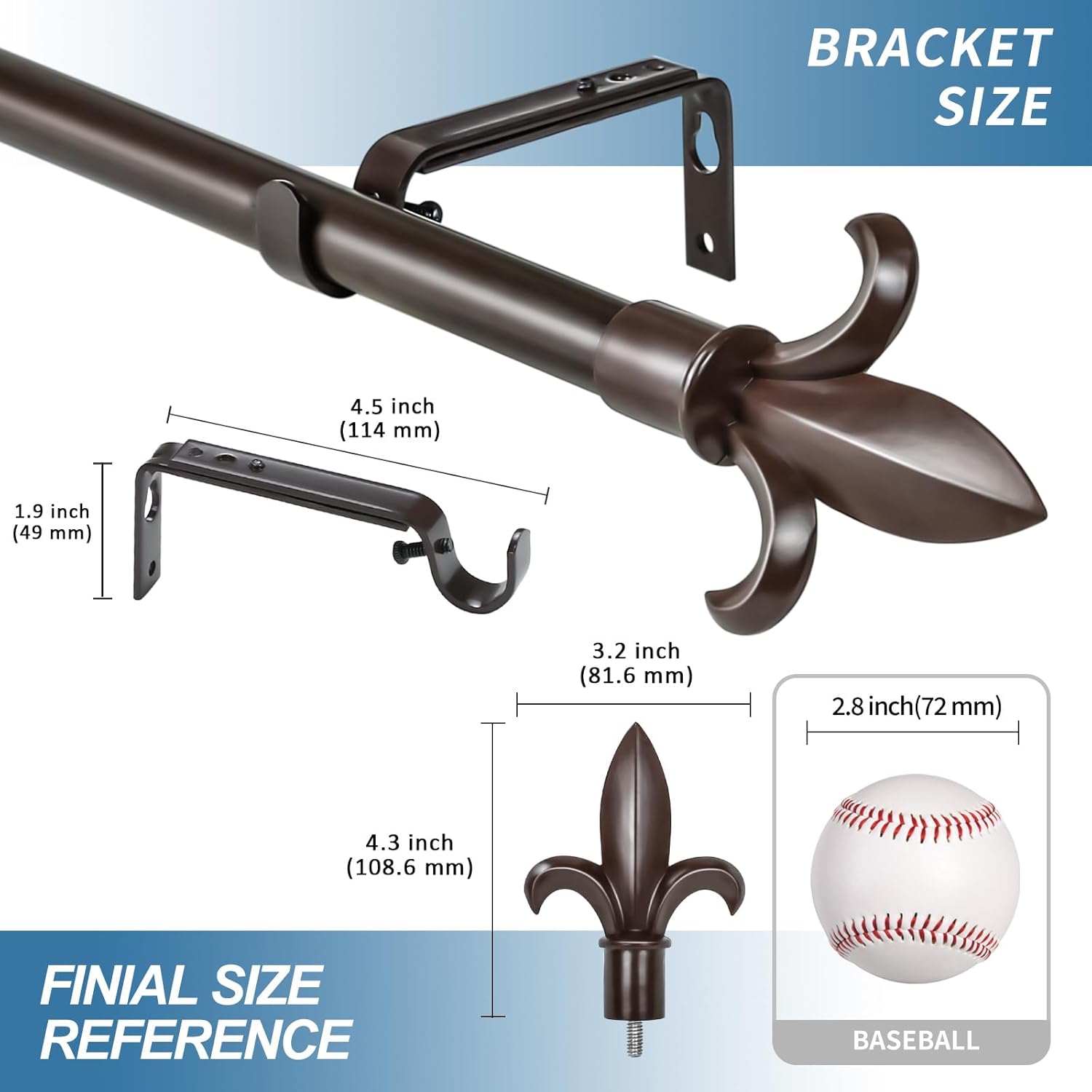 Urbanest Classic Forged Iron Fleur De Lis Window Drapery Rod Set (Bronze, 28"-48")
