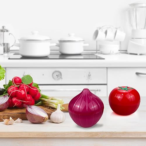 Miniatura 9 de Contenedores de almacenamiento de verduras y frutas para refrigerador, almacenamiento en forma de limón, tomate, ajo, aguacate y cebolla,