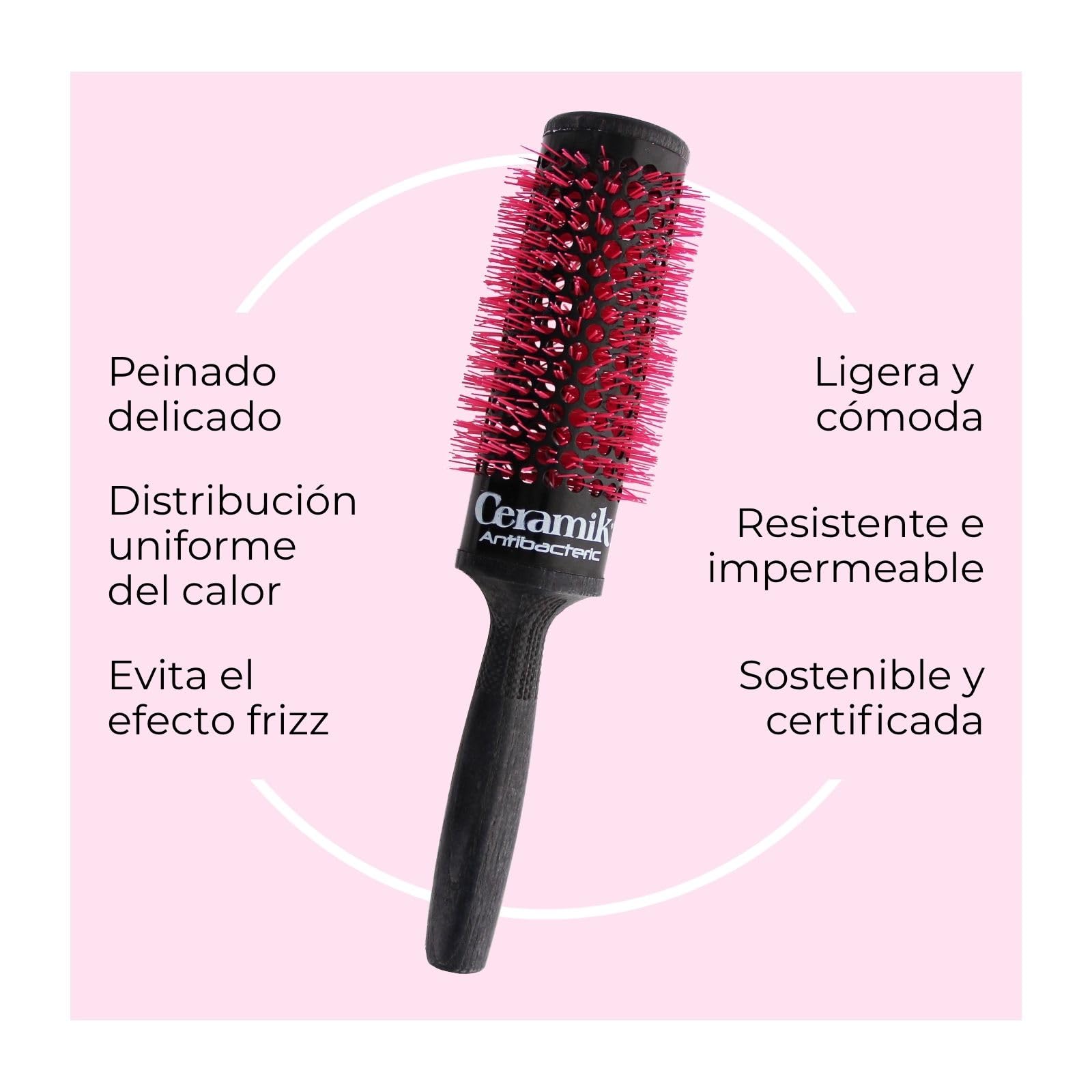 TEK Ceramik Oxy – Juego de 6 cepillos redondos (13/18/24/30/36/42 mm) – Barril de cerámica – Para todo tipo de cabello – Fabricado en Italia