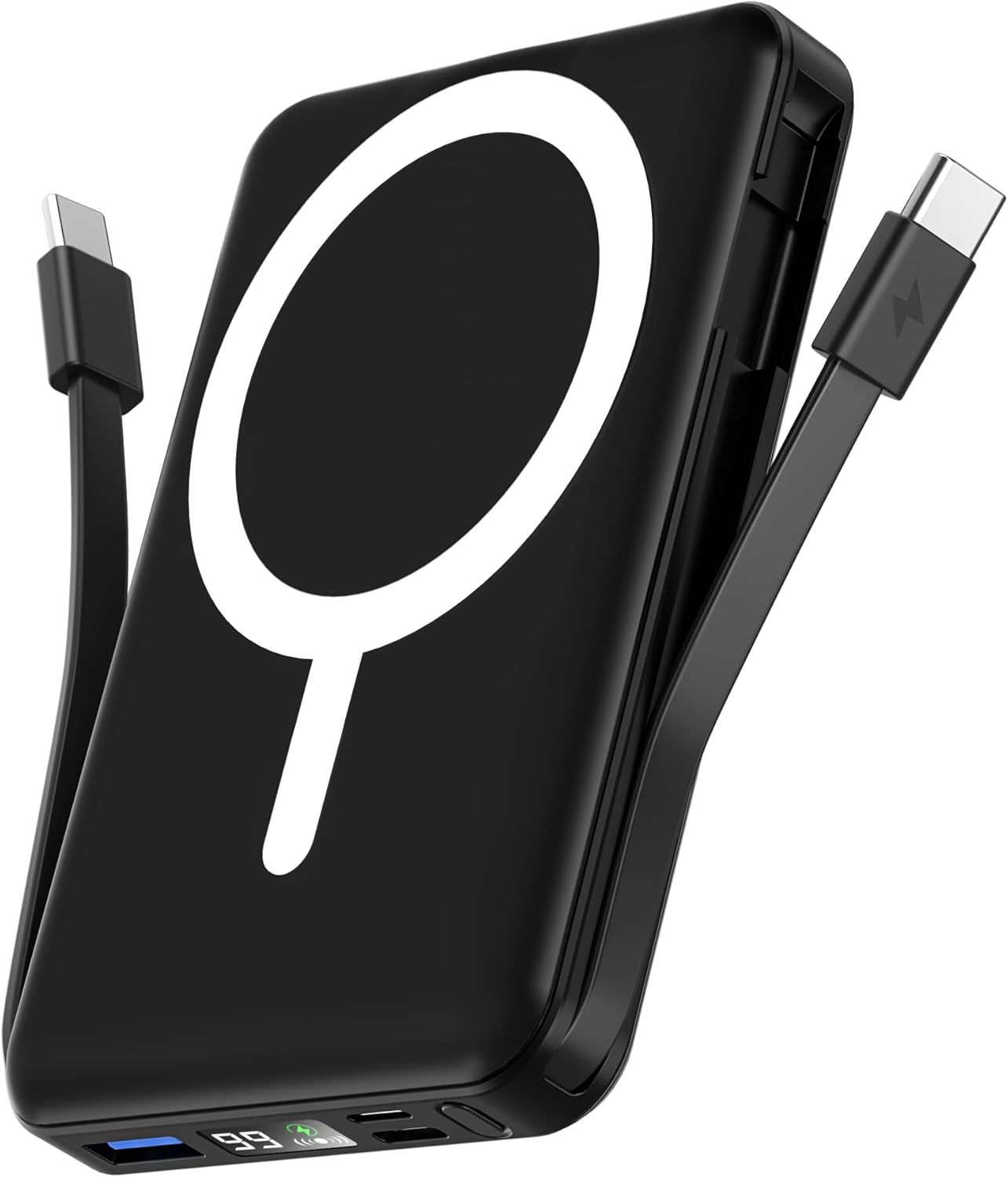 podoru para Magsafe Paquete de baterías, banco de energía magnético de 10000 mAh, cables USB C dobles incorporados, 22.5 W, PD de carga rápida,