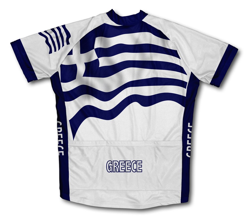 ScudoPro Greece Flag Short Sleeve Cycling Jersey for Men - Size 4XL