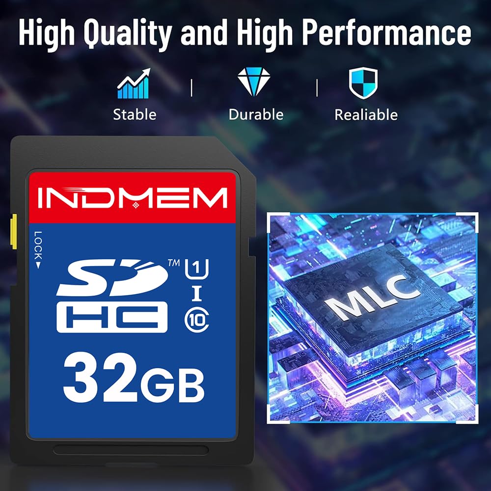 32 GB SD-Karte (3 Stück), C10 SDHC UHS-I Speicherkarten U1 Klasse 10 High-Speed Full 4K HD Video kompatibel mit digitalen Point-and-Shoot Kameras, HD-Camcordern, DSLR und PC