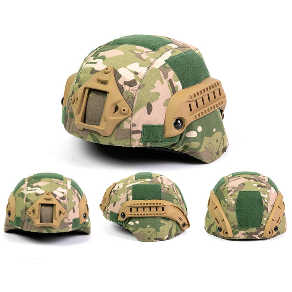 WLXW Kombination Aus Taktischem Schnellhelm MICH-2000 und Speziellem Tarndeckel, Paintball-Jagdhelm Mit Luftgewehr und Explosionsgeschütztem CS-Kriegsspielkopf