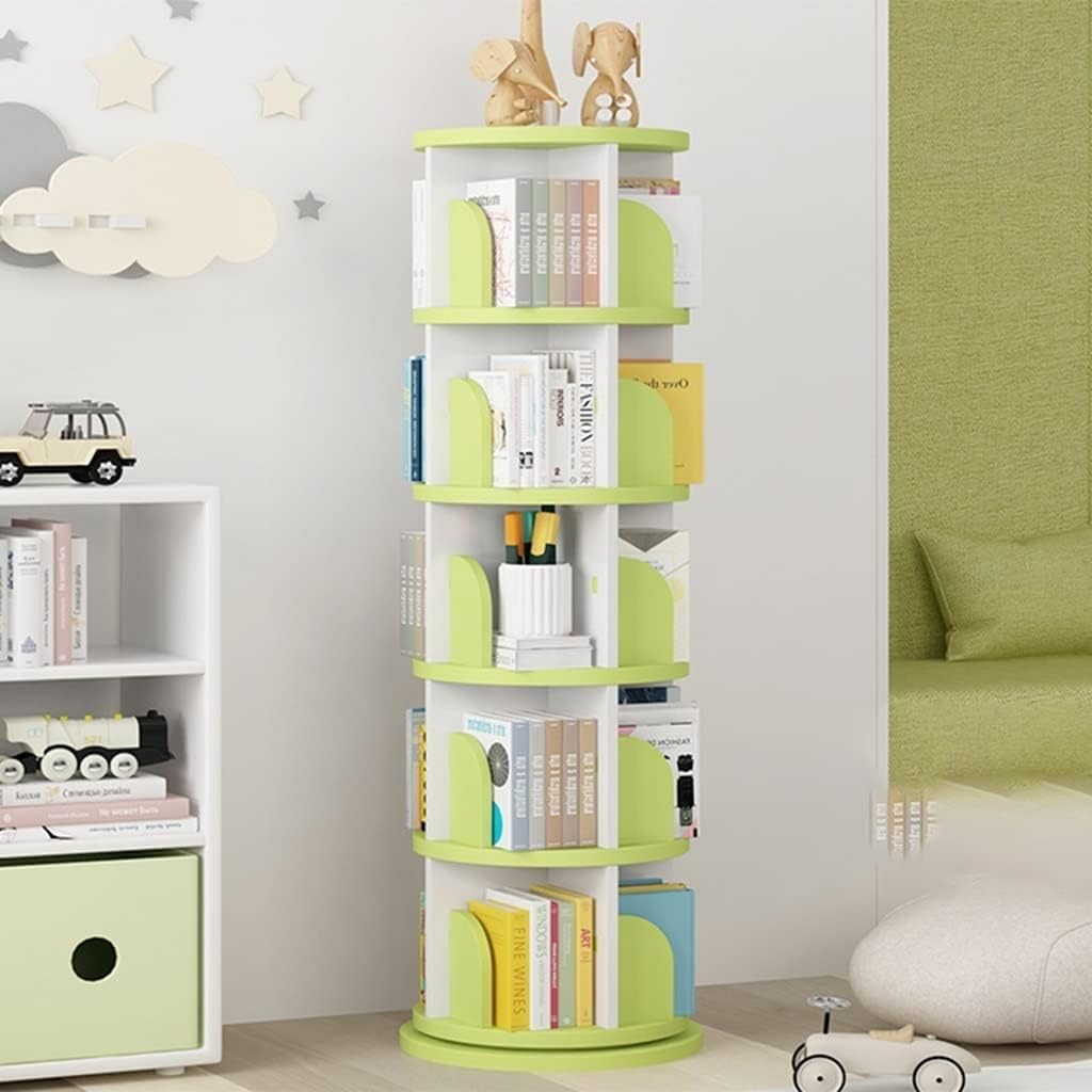Libreria girevole a 360° con grande capacità, mobile perfetto per la casa, riviste, libri illustrati per bambini, libreria flessibile e semplice (verde, 50,5 x 97 cm)