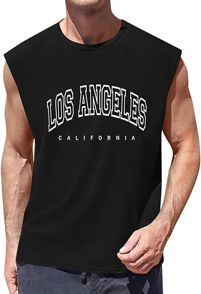 iudam Men's Workout Tank Tops Casual Loose Fit Sleeveless Shirts Gym Muscle T-Shirts with Letter Graphic