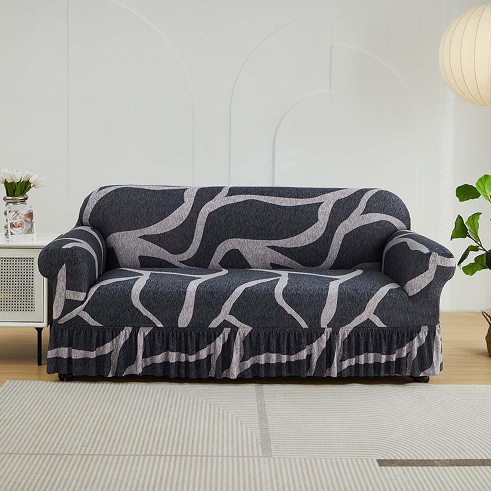 SDYdsgE sofa cover， Stretchy Sofa Slipcover with Non Slip Spandex Fabric for 1 4 Seater Couch Stylish Skirt Design(H,2 Seater/57 72in)