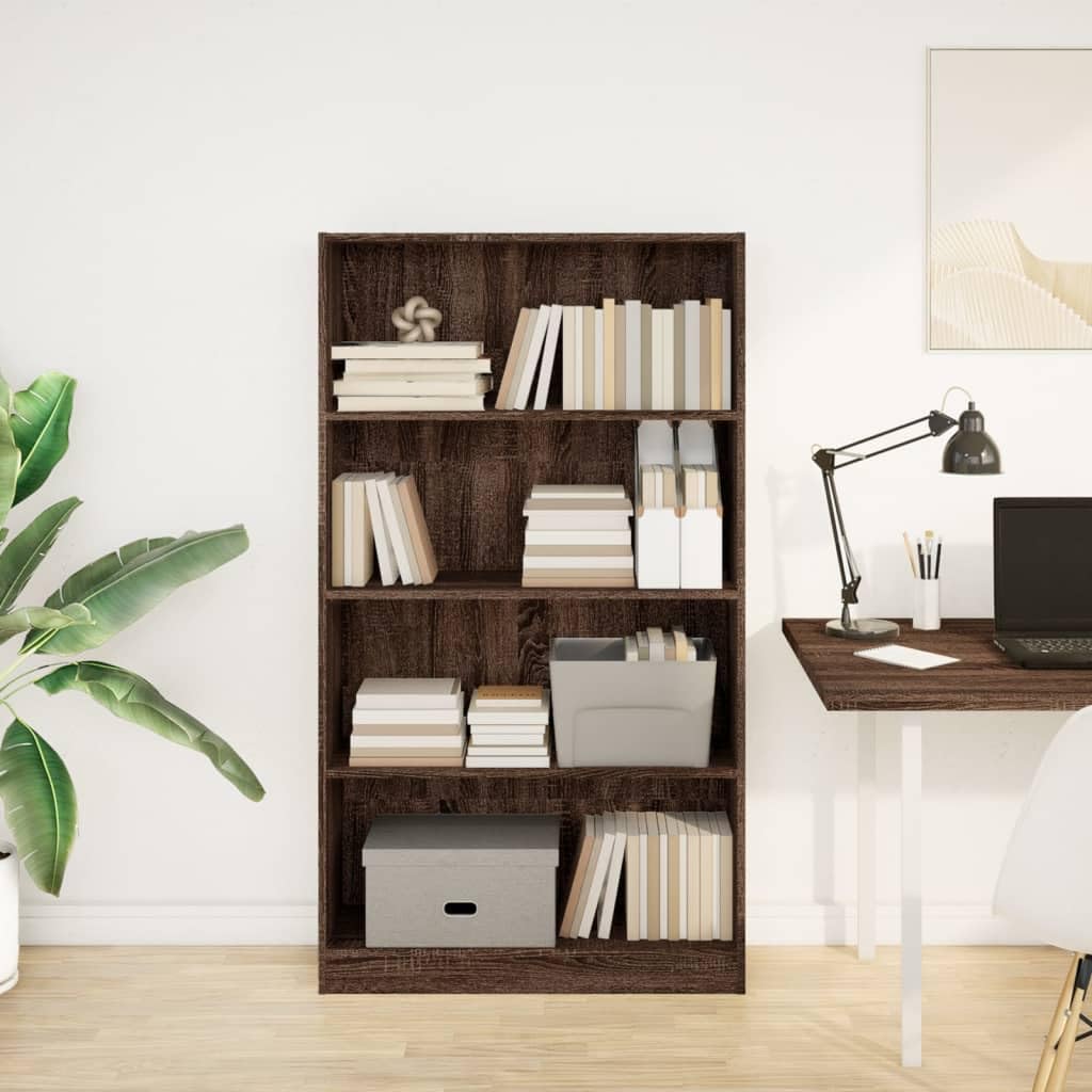 vidaXL Libreria Rovere Marrone 80x24x143 cm in Legno Multistrato, Mobile Porta Libri, scaffale per Libri, Mobile portaoggetti, Porta Libri