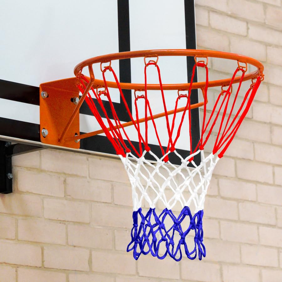 FORZA Basketball Hoop | Durable Single Steel Rim with Net for Indoor & Outdoor Play - Two Colour Options (Red + White + Blue, Standard Rim (5" x 4-5"))