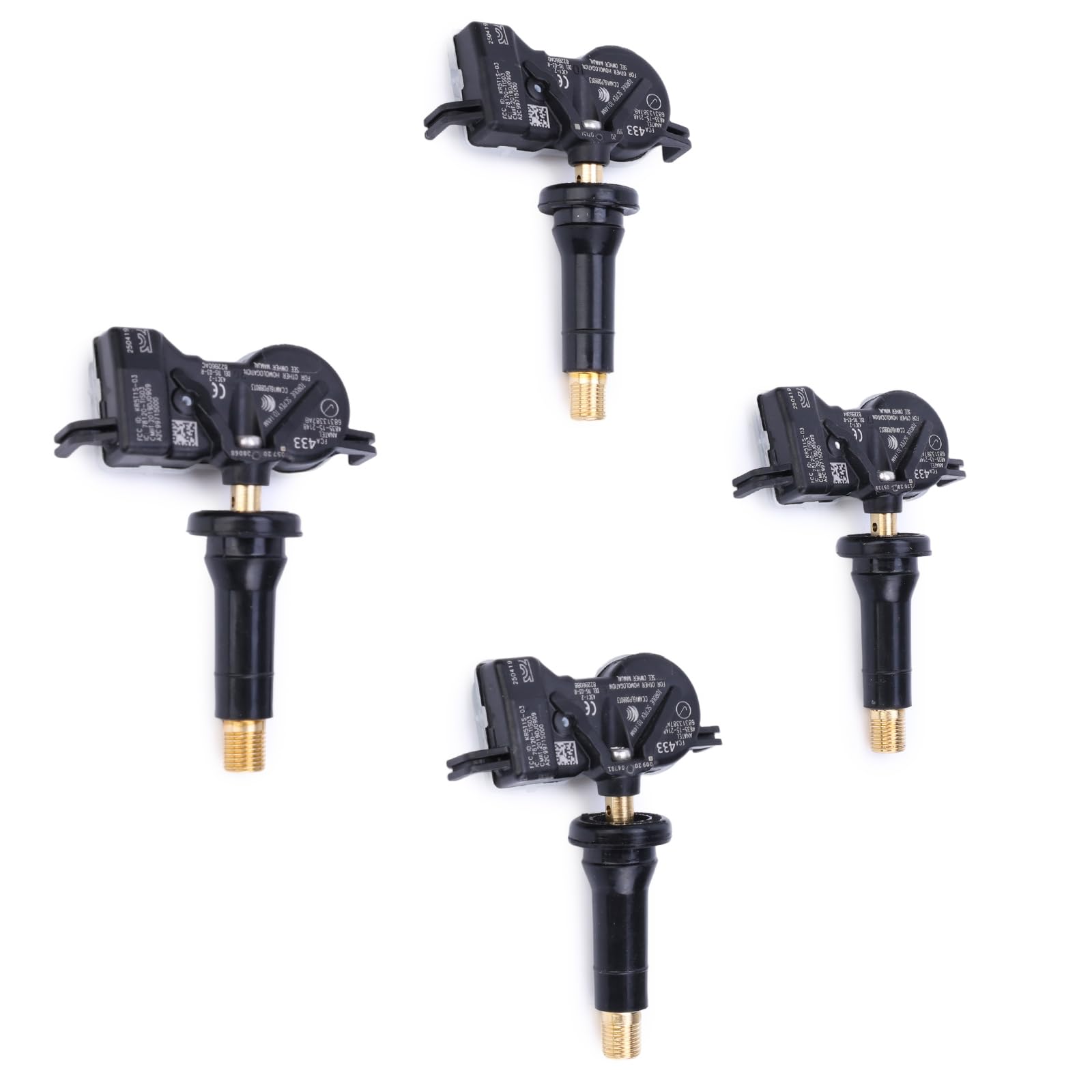 4 pezzi Sensore TPMS per pressione pneumatici per Fiat 500X 2015-2024, per Jeep Renegade 2014-2025, Compass 2017 Sensore di pressione pneumatici Sistema di controllo della pressione dei pneumatici