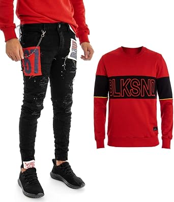 Giosal Outfit - Sudadera roja con Texto en Negro para Hombre Rojo M :  Amazon.es: Moda
