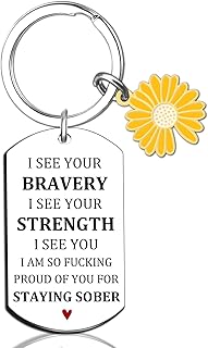 Sobriety Gifts for Women Men Proud Of You Keychain Gift for Her Him Unique Birthday Christmas Gift Ideas Cool Stuff Sober Gifts for Women Men Stay Sober Keyring