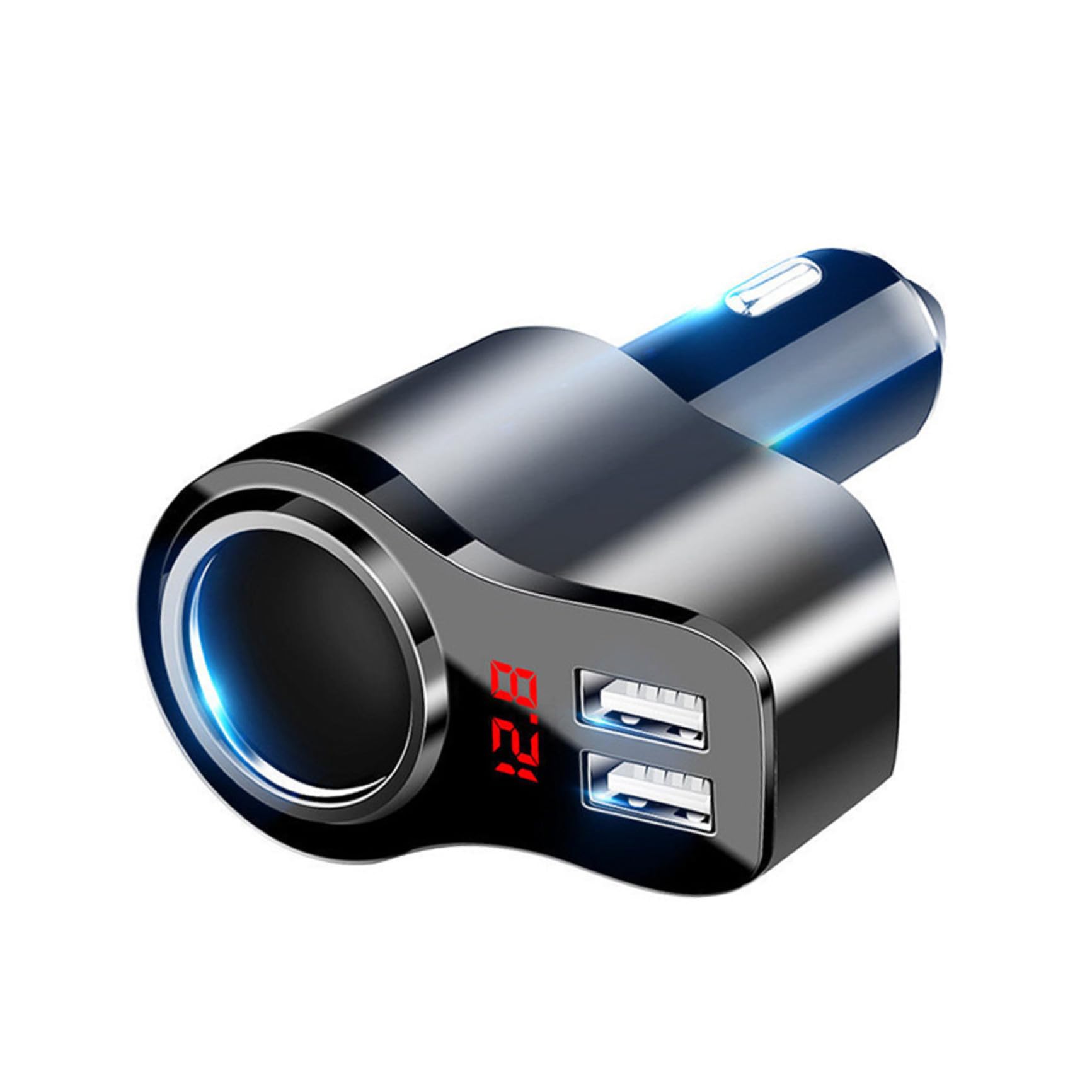 Cargador Rápido para Coche De Metal Cargador De Coche Pantalla Digital De Teléfono Móvil USB Dual para Viajes