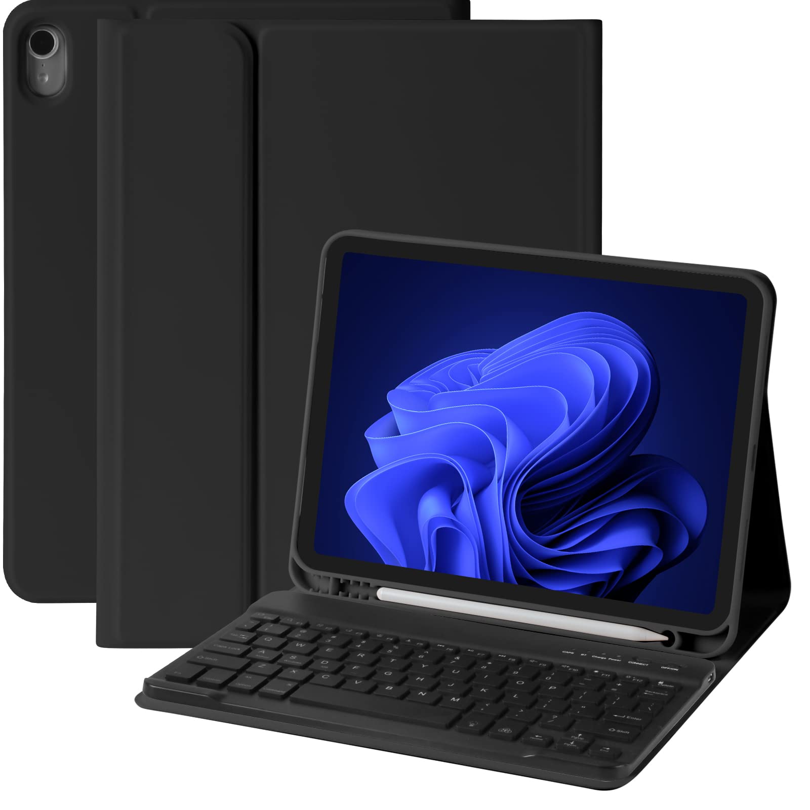 BQSS iPad 10th Generation Keyboard Case 10.9“2022, Slim Smart Keyboard Case for iPad 10th Gen 2022,Detachable Wireless Keyboard,Pencil Holder（Black）