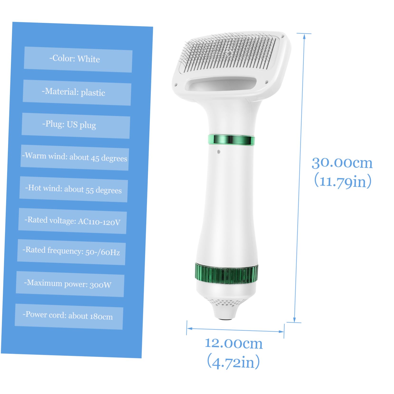 HOUDERCO Pet Hair Dryer and Deshedding Brush with Adjustable Temperature Settings for Dogs and Cats Quiet Operation for Home Grooming and Plug