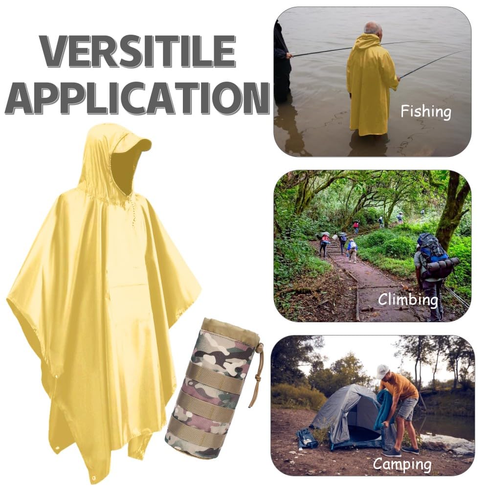 Urby Poncho antipioggia per adulti con cappuccio, poncho para lluvia, poncho tattico adulto per campeggio, escursionismo, viaggi, attività all'aperto