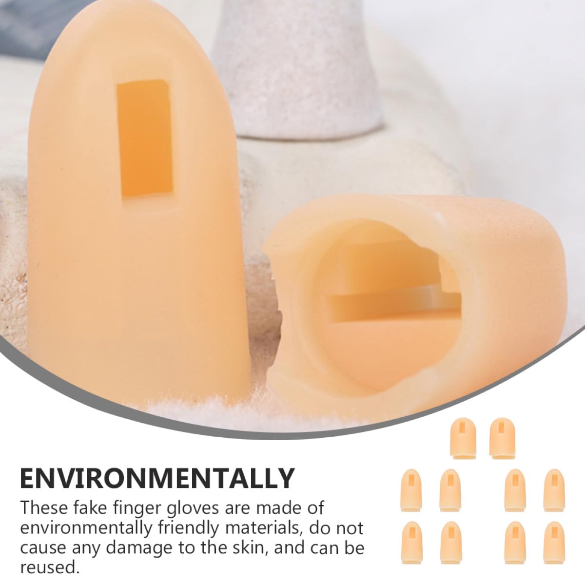 Fake Manicure Finger Covers 10 Pieces Flesh Color Silicone Finger Protectors for Nail Art Practice Set