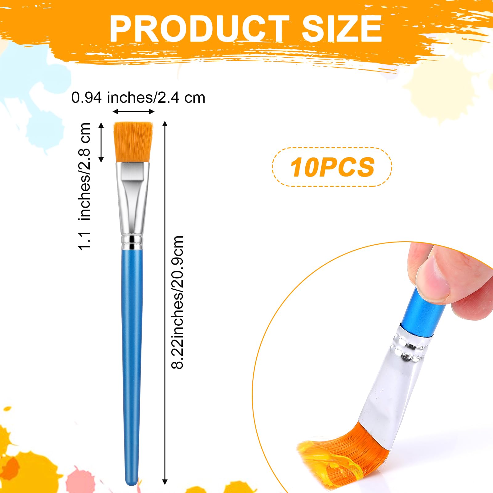 10 Flache Acrylpinsel Set – Nylonborsten, Holzgriff, 21 Cm Lang, Für Öl-, Acryl- & Aquarellmalerei