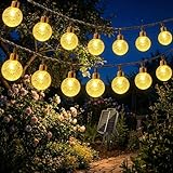 BG9D Solar Lichterkette Aussen,8M 40 Solar Lichterkette mit 8 Modi Speicherfunktion IP65 Wasserdicht Kristallkugeln für Garten,Terrasse,Balkon,Hochzeit,Bäume,Warmweiß