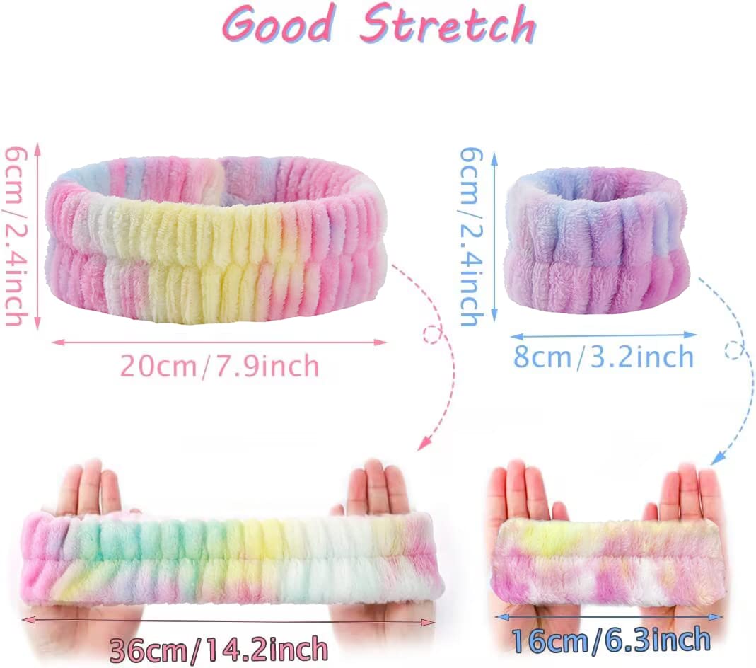 Face Wash Headband with 2PCS Wristbands set, Makeup Head Band Facial Tie Dye Wrist Bands for Skincare Yoga Bath Shower Hair Bands (Purple)