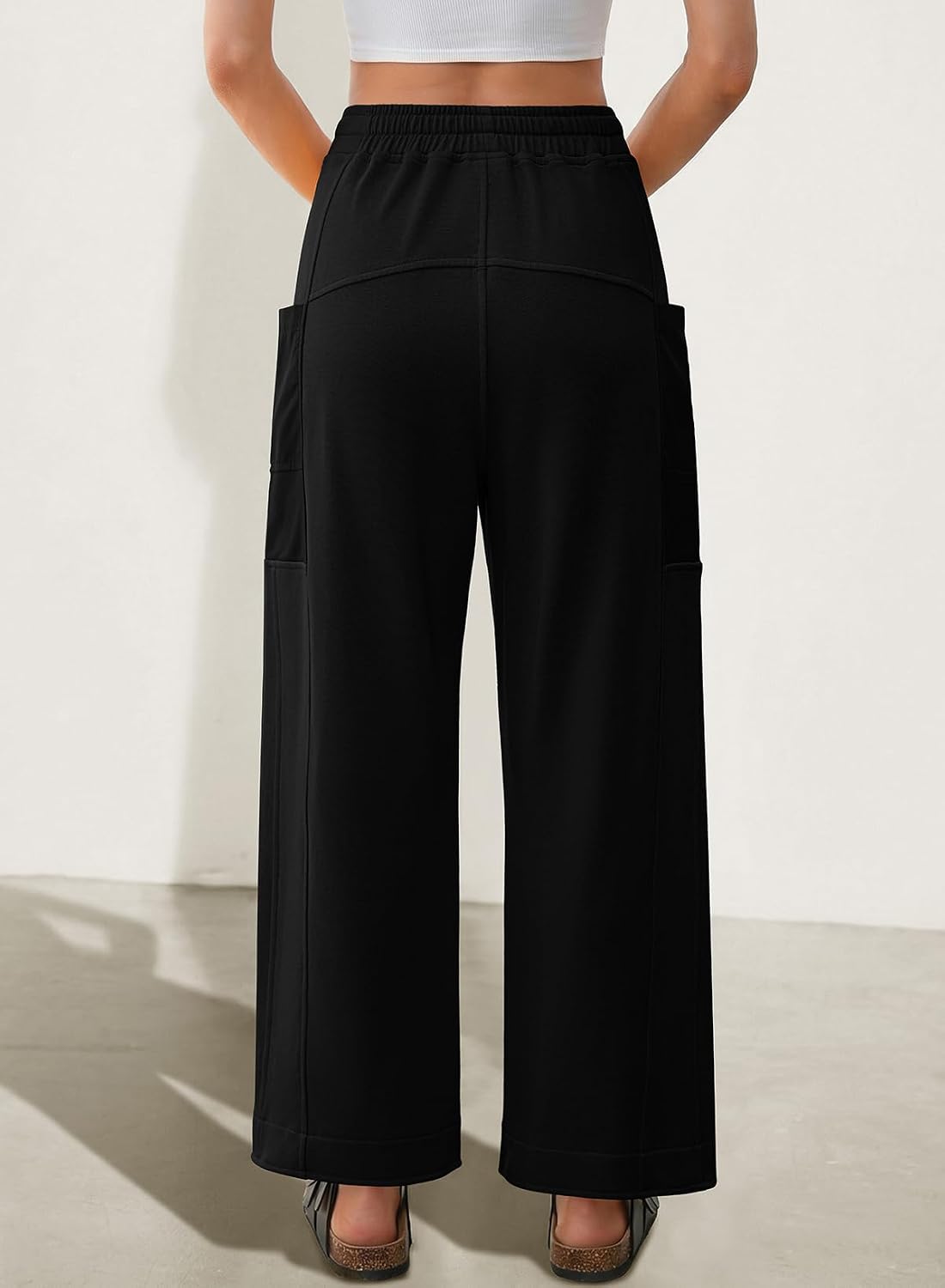 EVALESS Pants for Women Casual High Waisted Baggy Cargo Pants 2026 Summer Ankle Length Wide Leg Sweatpants with Pockets