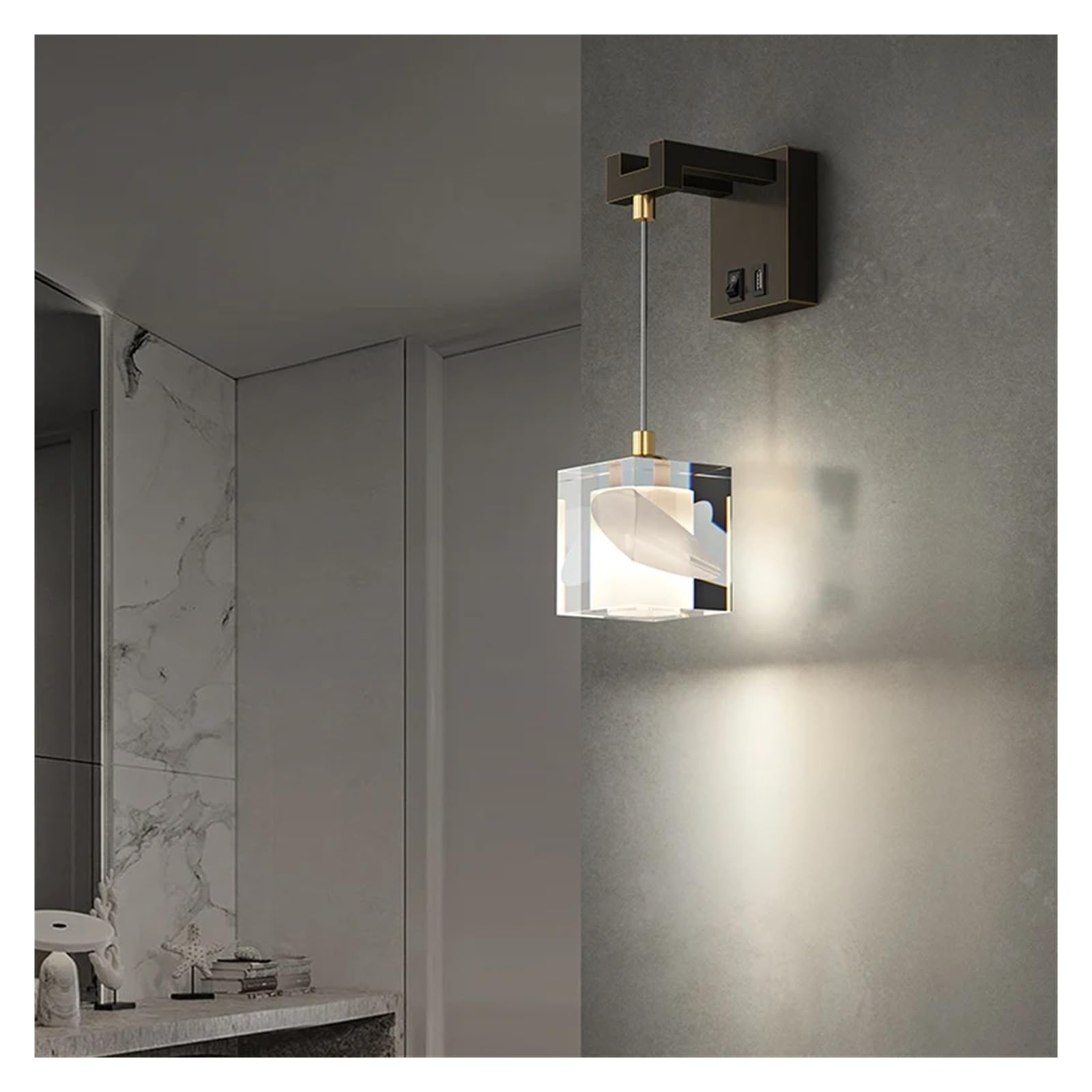 OLSKFUH - Crystal Wall Lamp Copper Sconce Light Gold Black Luxury Bedside Lamp Compatible With Aisle Stair Living Room Indoor Wall Lamp,Onecolor-Warm White